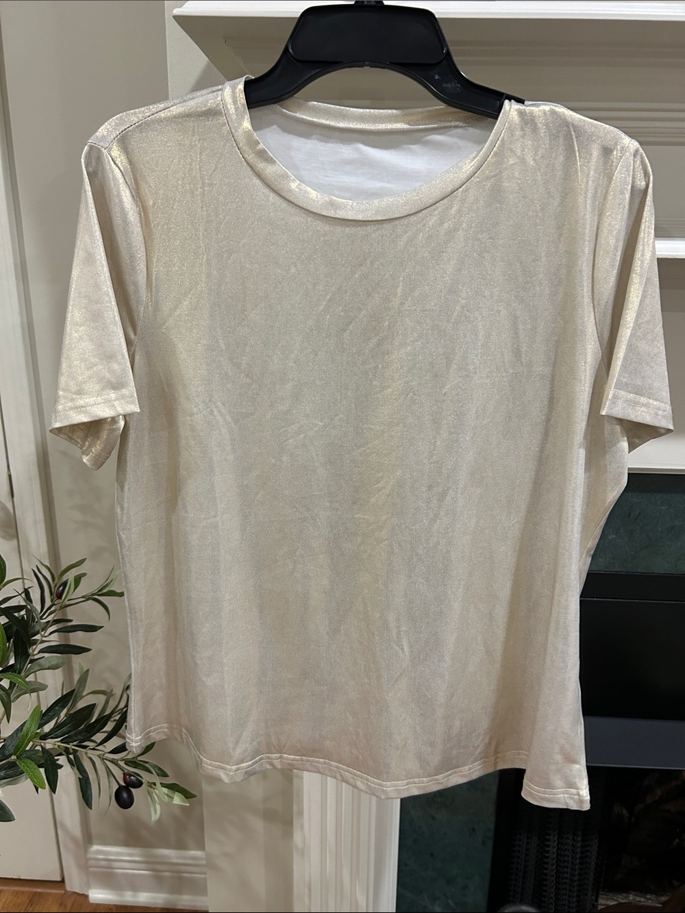 Shimmery Cream Short Sleeve Tee
